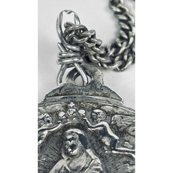 Vintage Sterling Creed Jesus/Our Lady Guadalupe Pendant Vintage Pendant 1.5" 31g - Picture 6 of 10